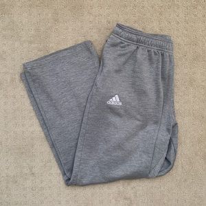 men’s adidas grey sweatpants climawarm fleece with zipper pockets and drawstring